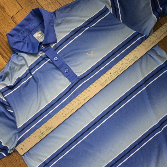 Callaway Polo Shirt Mens XL Blue Striped Opti Dri Short Sleeve Golf - Picture 9 of 11